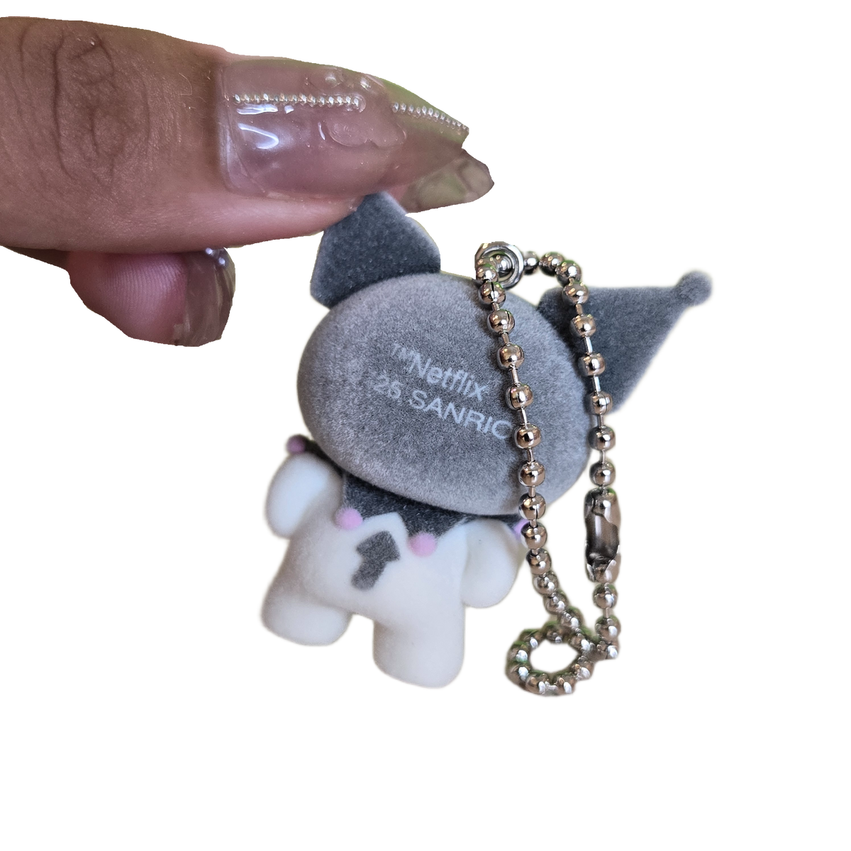 cheeky but charming standing flocked keychain