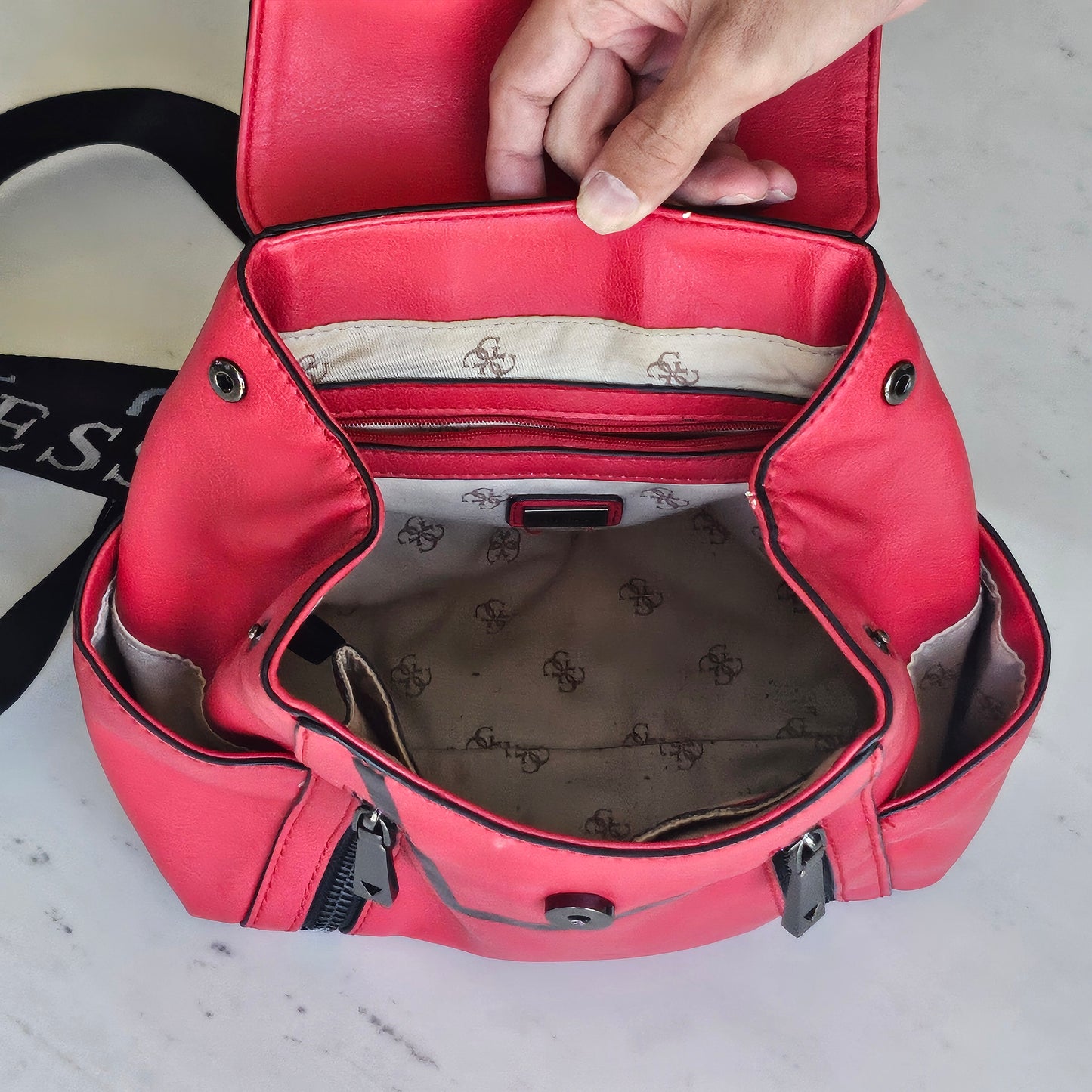 red backpack