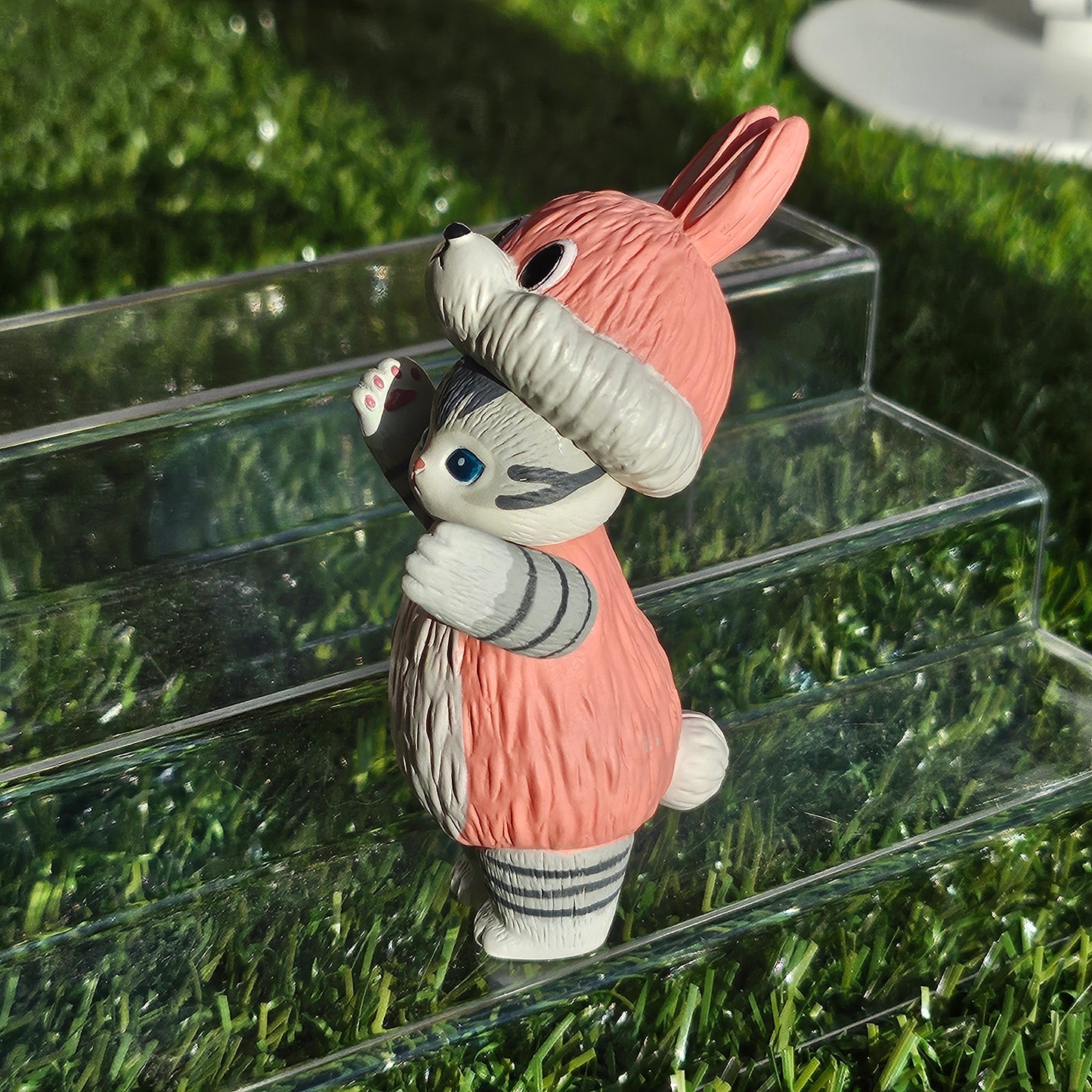 standing pink rabbit mofusand cat