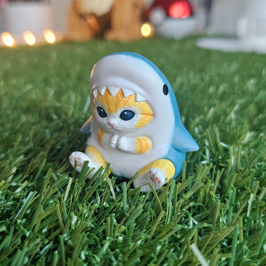 sitting blue shark mofusand cat