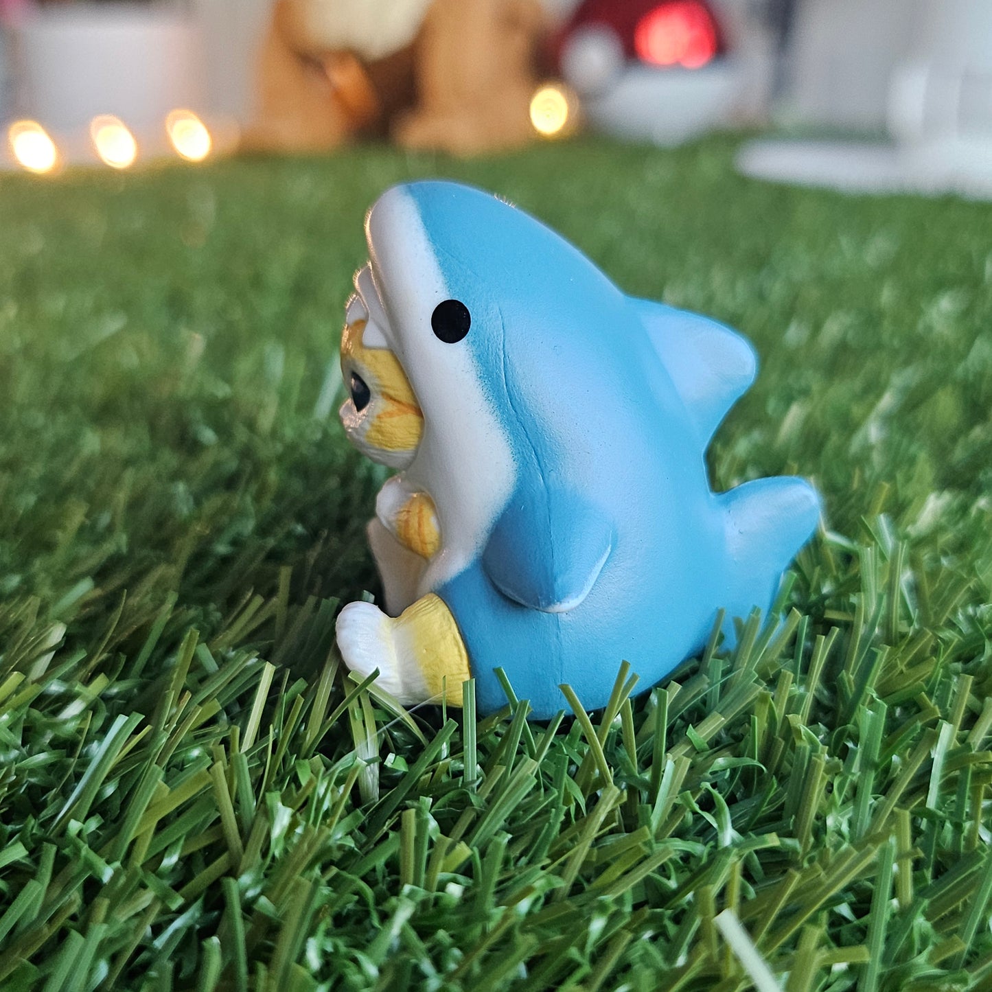 sitting blue shark mofusand cat