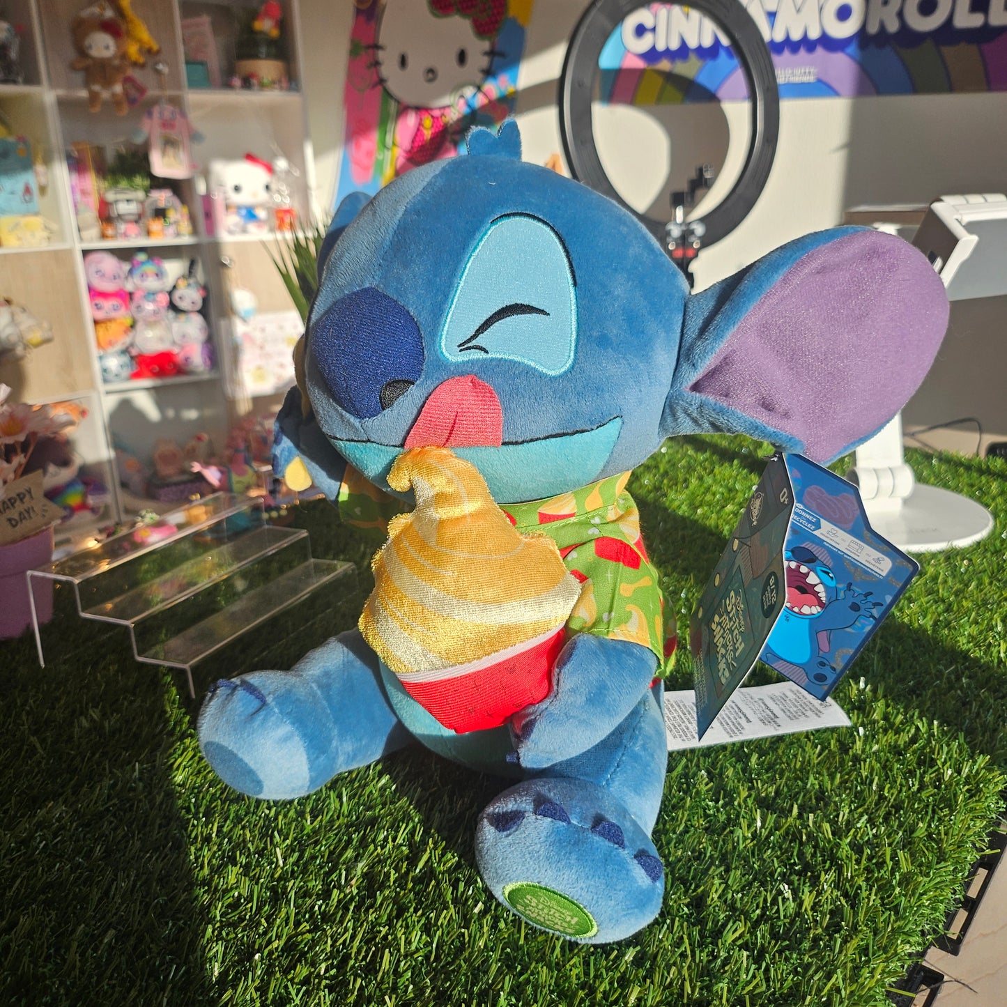blue dog eating dole whip plushie