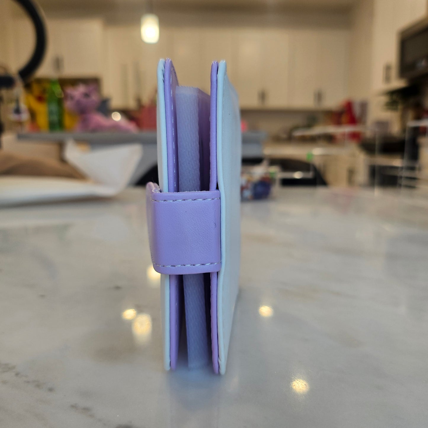 mini purple trading card binder