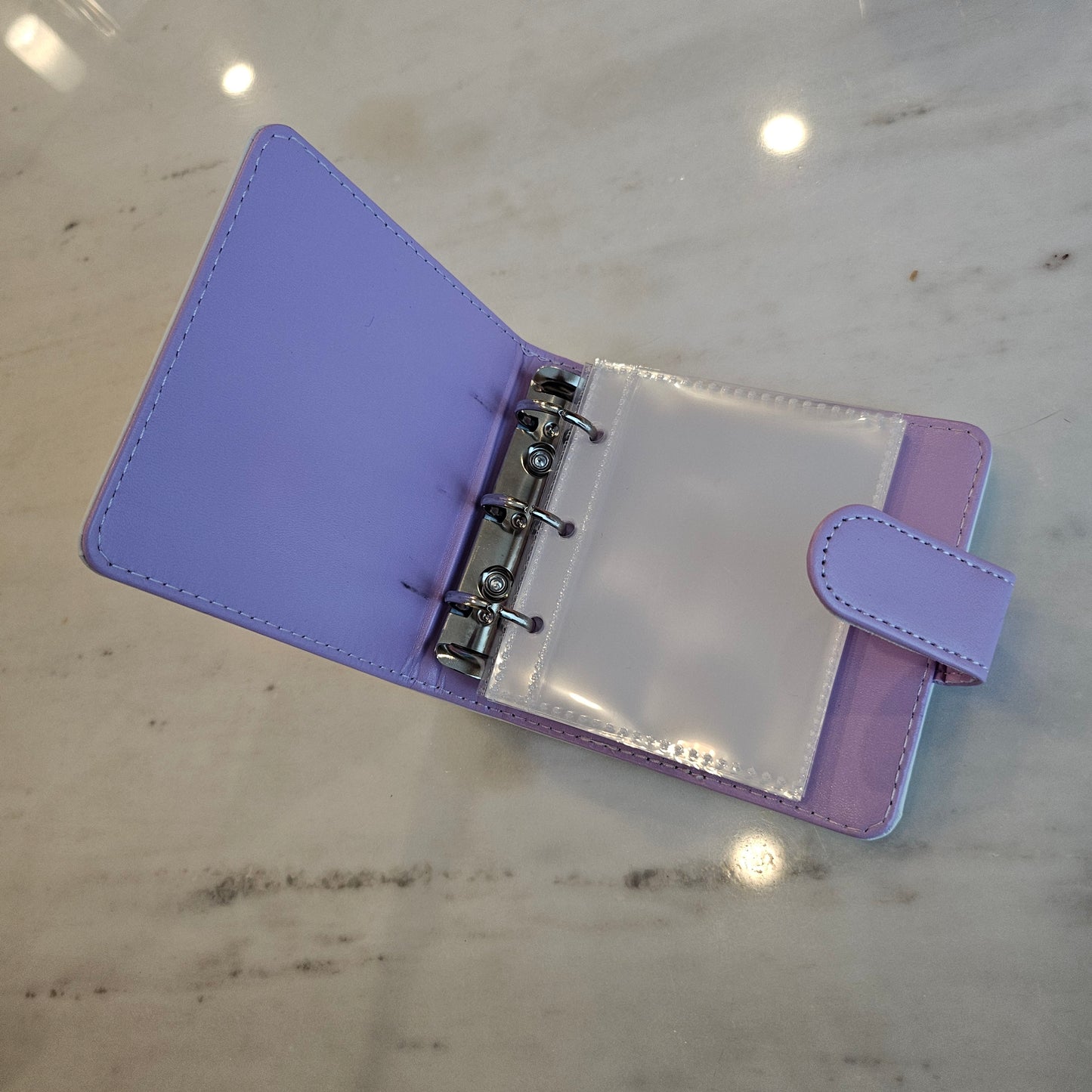 mini purple trading card binder