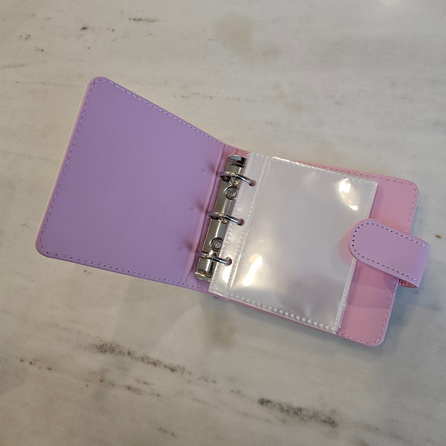 mini pink trading card binder