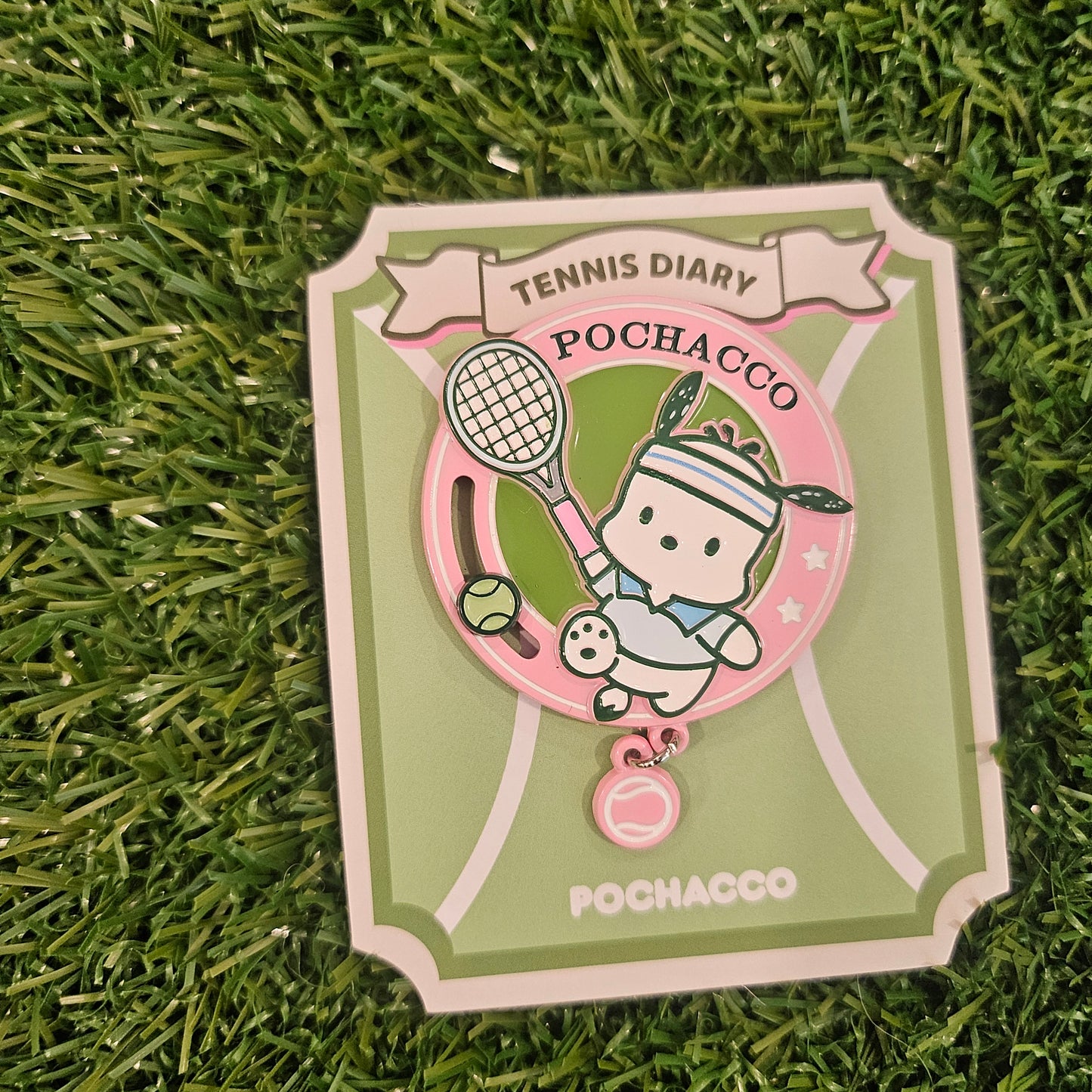 sporty dog tennis pin