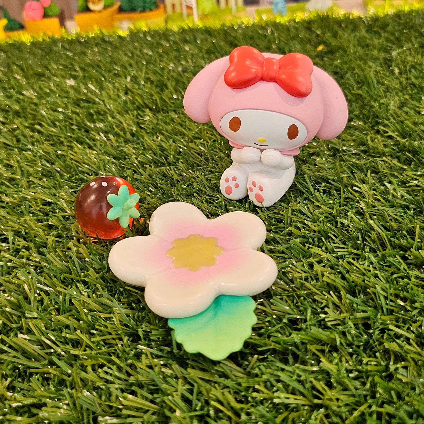 pink bunny strawberry figure