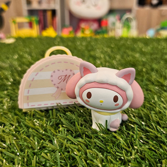 pink bunny meow cat figure
