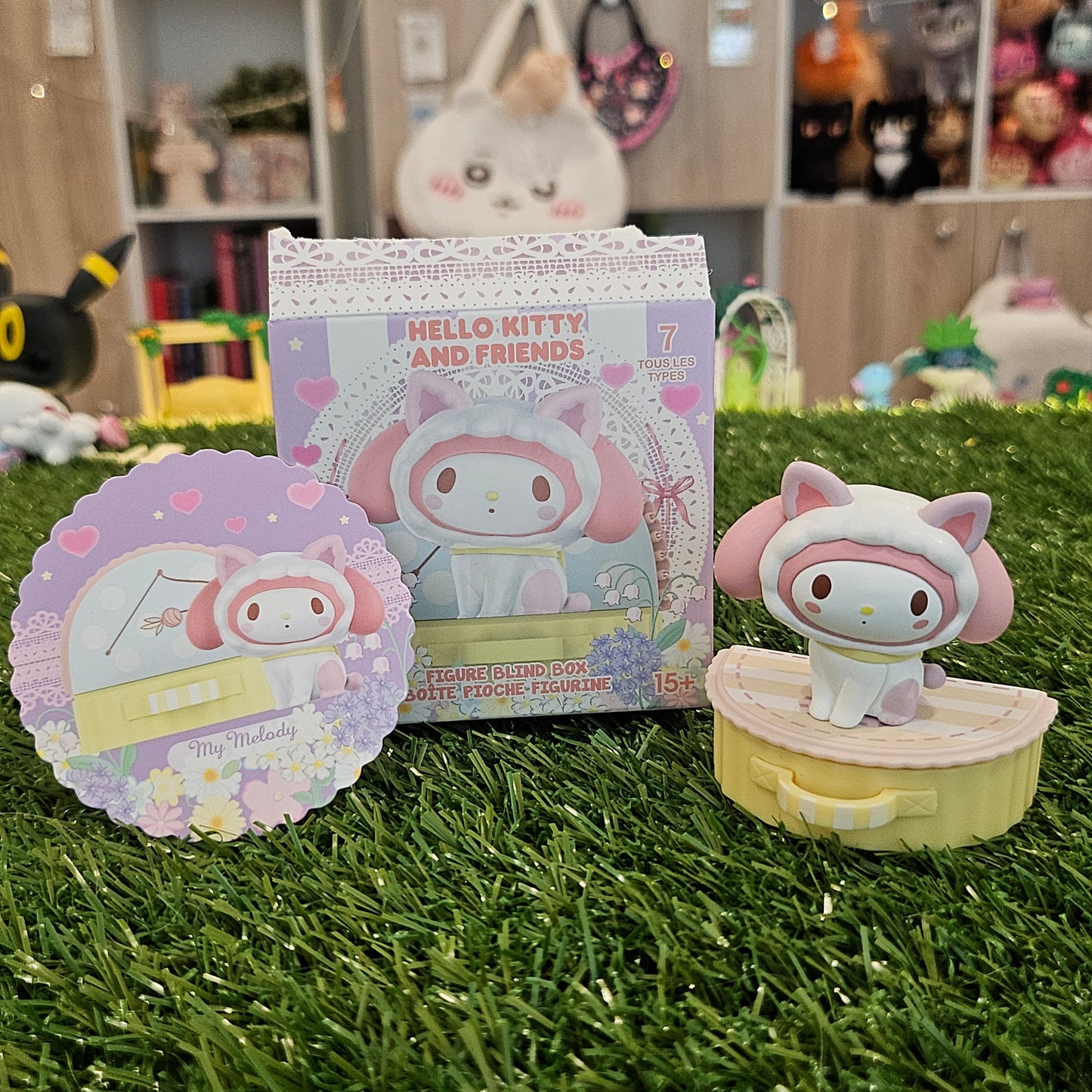 pink bunny meow cat figure