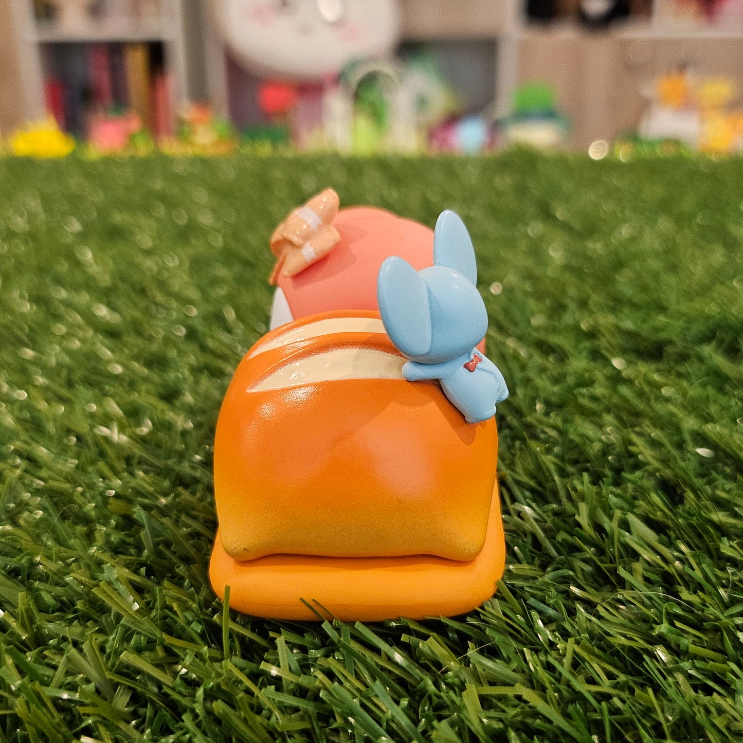 pink bunny bread bed figure