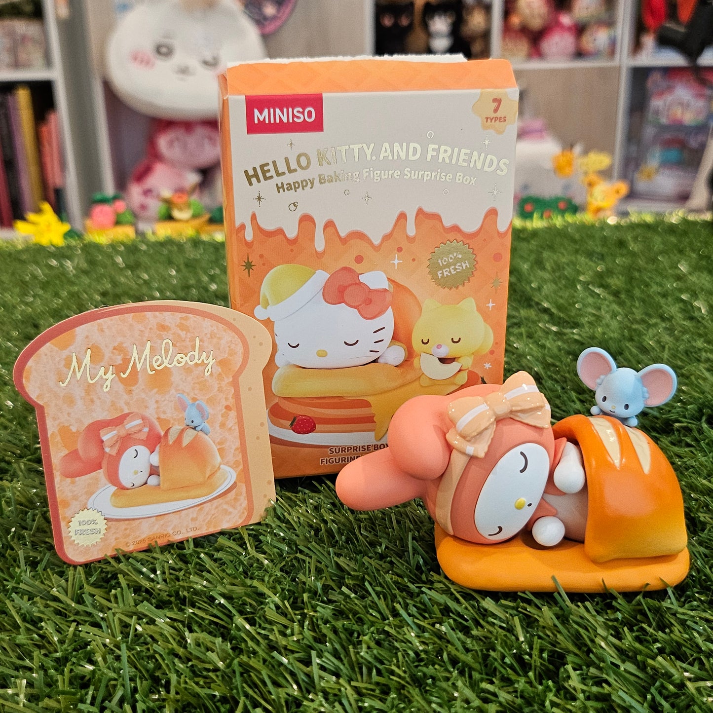 pink bunny bread bed figure