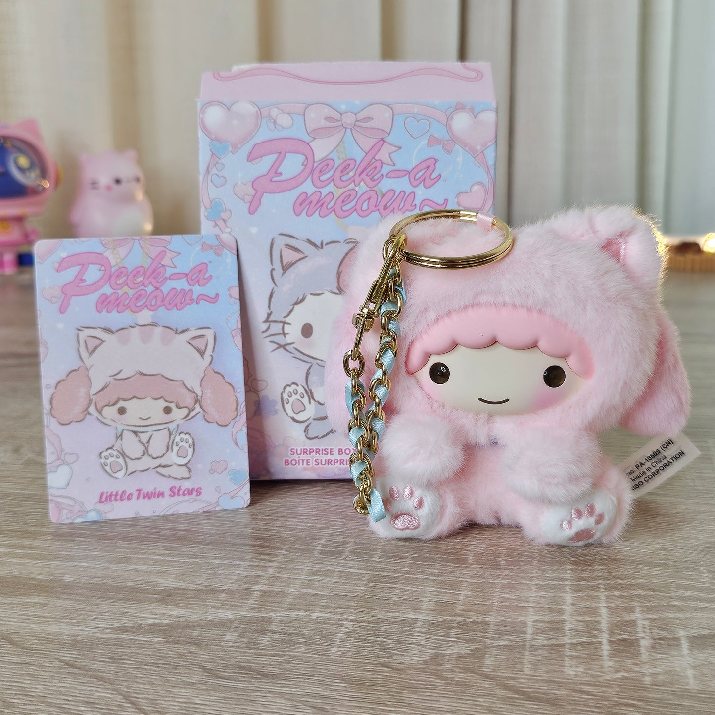 peek a meow miniso plush keychain (lala)