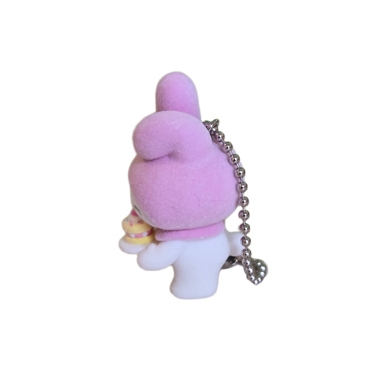pink bunny with cake flocked keychain