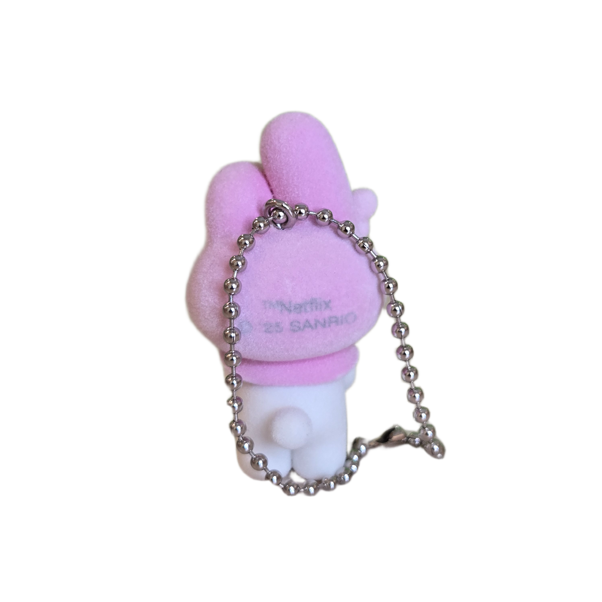 pink bunny with cake flocked keychain