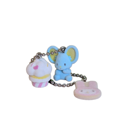 flat and sweets flocked keychain