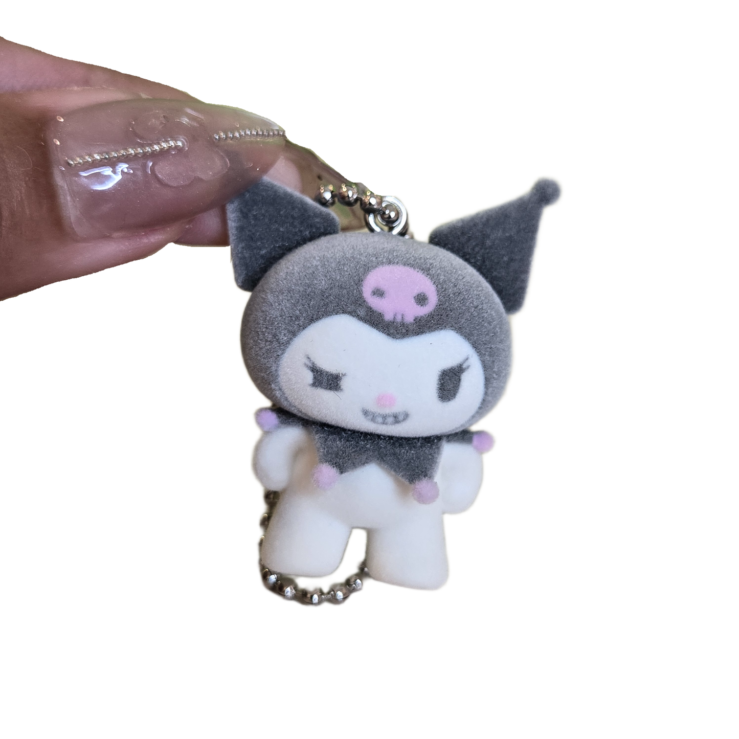 cheeky but charming standing flocked keychain