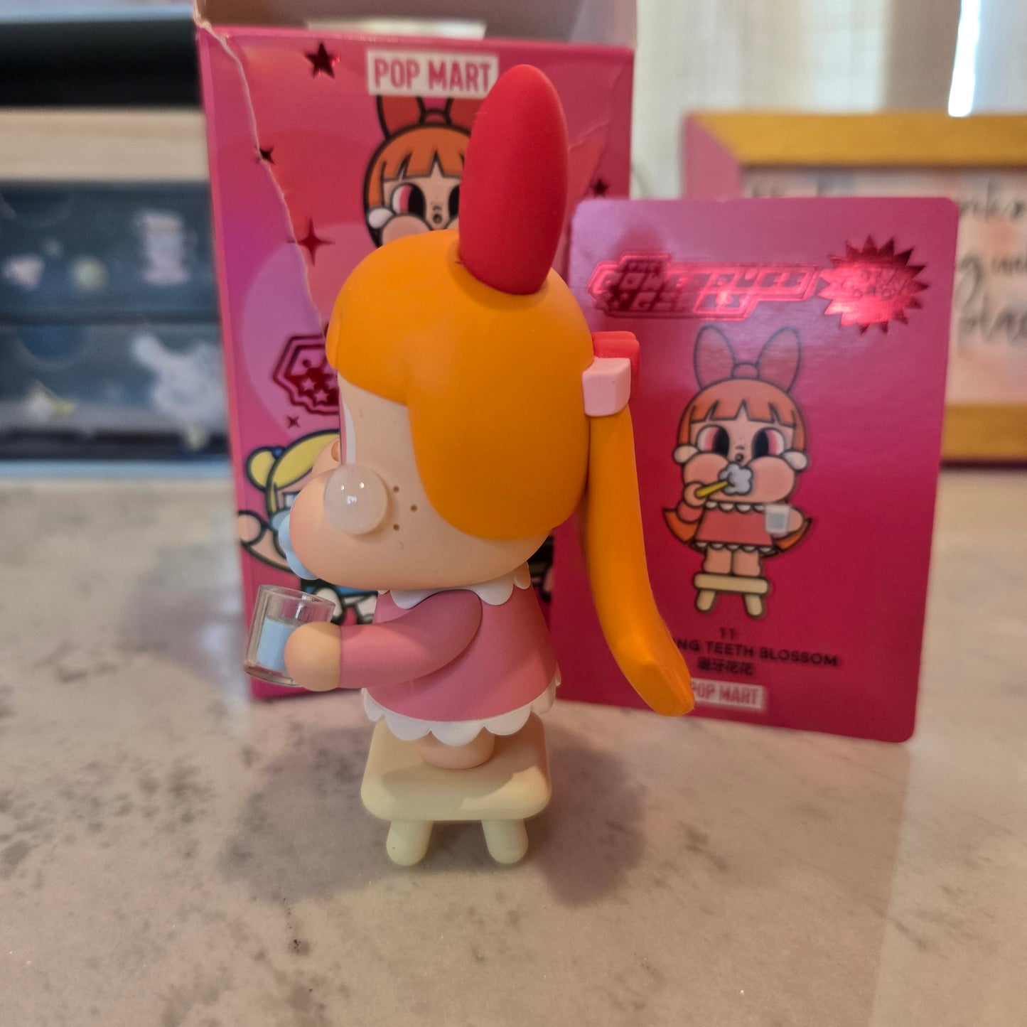 crying pink brushing teeth